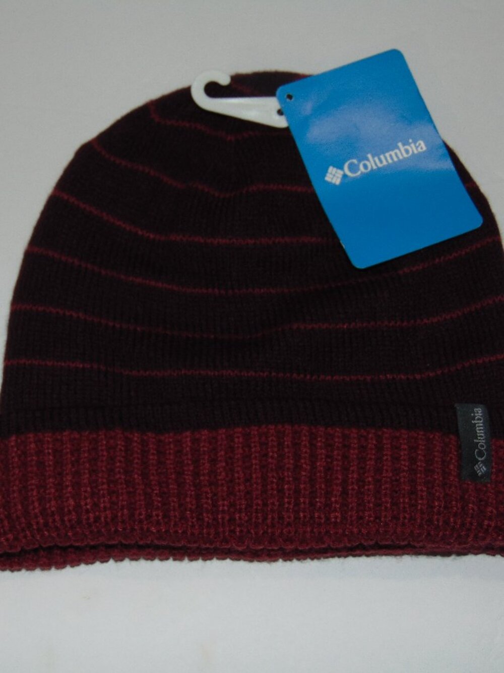 New Columbia Womens Beanie Hat City Trek Reversable Brown Logo Unisex Acrylic